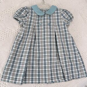 EDGEHILL COLLECTION Peter Pan collar plaid dress with puff sleeves Size 18 mos